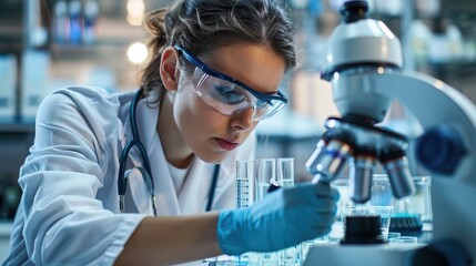 Medical technology, innovation health and medical research, healthcare and medicine concept. Doctor or technician working with AI data analysis, lab experiment, data science 