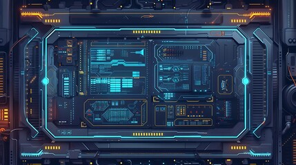 Futuristic Cityscape View from a Spaceship Window