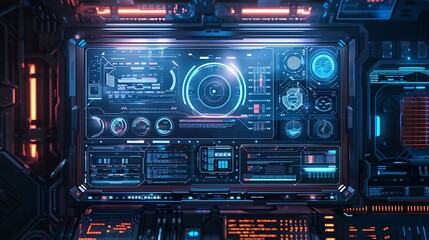 Futuristic Cityscape View from a Spaceship Window