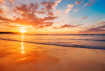 Fototapeta premium Sunset Over Tranquil Ocean Waters