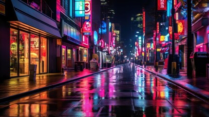 Obraz premium Neon Cityscape After Rain