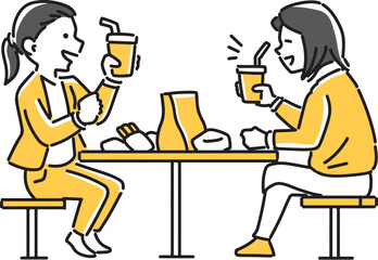 ファストフードで喋る女性