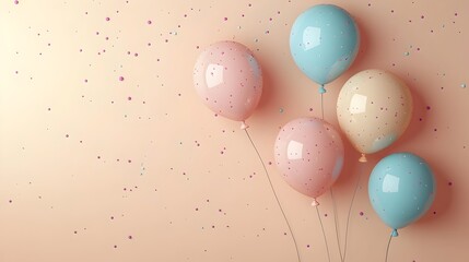 Delicate Pastel Balloon Arrangement on Soft Beige Background