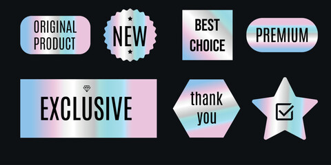 Set of hologram label for commerce. Bisness stickers. Vector illustration