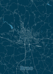 Brno, Czech Republic artistic blueprint map poster