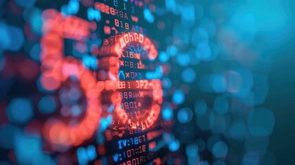 Cybersecurity Measures on Secure 5G Network Protocols with Deep Field of Depth  Abstract image representing the security and protection of digital infrastructure data and communication in the 5G era