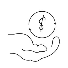 Cashback icon, hand hold coin, money back 