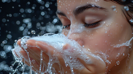 Fototapeta premium woman washing face