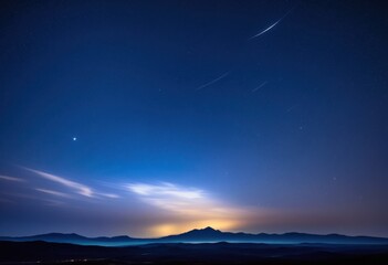 breathtaking night sky illuminated radiant moon twinkling stars soft clouds glowing darkness, celestial, illumination, landscape, horizon, twilight, light