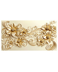 Elegant golden floral relief design with intricate details, perfect for home decor and artistic projects.