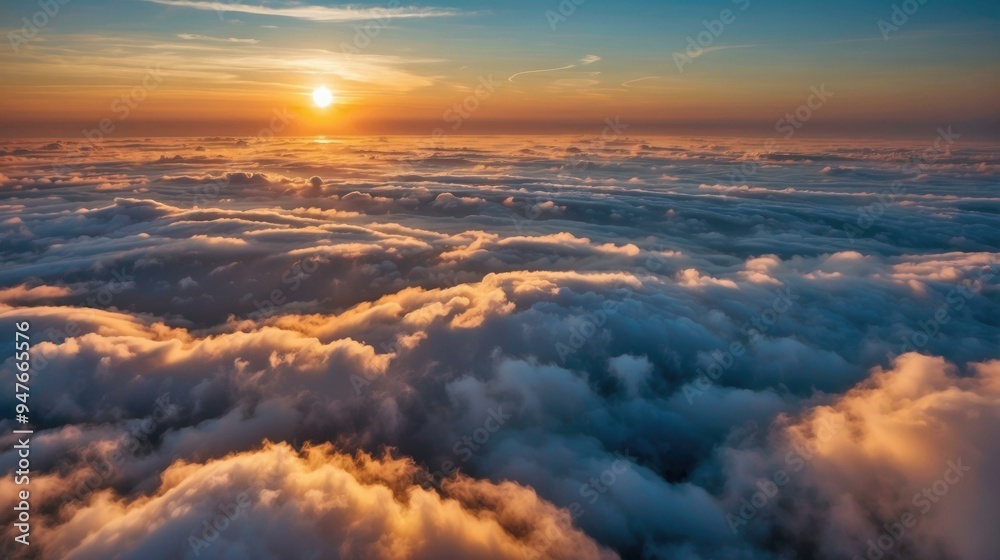 Canvas Prints Sunset over a sea of clouds. AI.