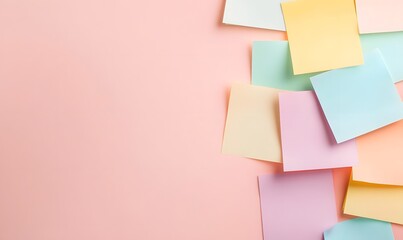 Empty mockup colorful sticky notes design post it for work memo reminders business planning, Generative AI