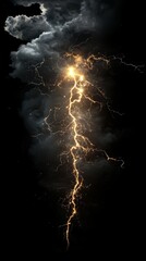 Naklejka premium Lightning bolt strikes dark sky