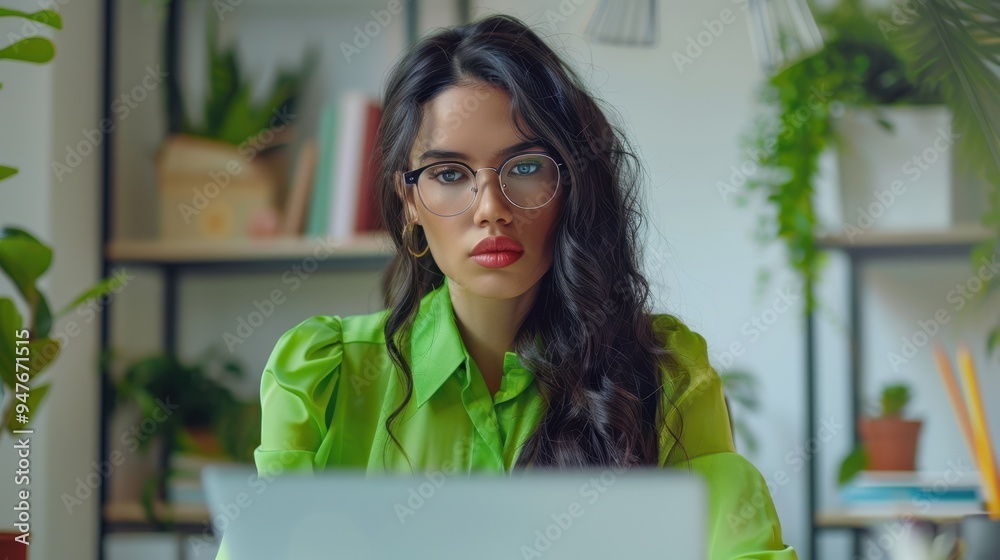 Poster the woman in green blouse