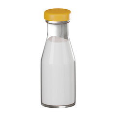 Milk Bottle 3D Illustration, Organic Dairy Product for Healthy Eating