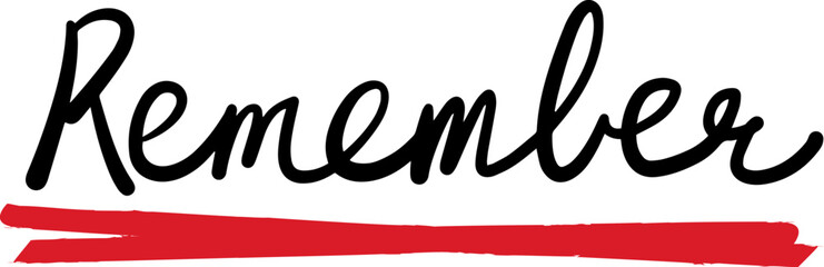 Remember calendar doodle english lettering hand drawn
