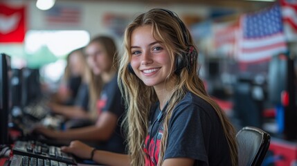 Volunteers engage in phone banking at a community center during an election campaign