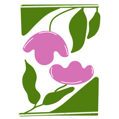 Botanical doodle background art vector set. Flower leaves abstract shape doodle art design for print, wallpaper, clipart, wall art home decoration Hand drawn organic shapes pattern style Nature floral