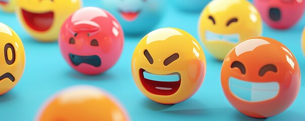 Design a minimalist collection of emoji reactions, using sleek lines and bold colors for modern website interfaces.