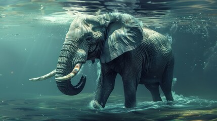 African Elephant Underwater