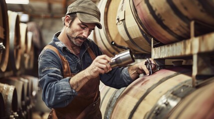 A winemaker blending different wines to create a unique flavor profile