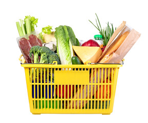 Plastic shopping basket isolated. png file