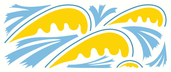 Obraz premium Abstract botanical art background vector. Natural hand drawn pattern design with flower, leaves branch. Simple contemporary illustrated Design for fabric, print, cover, banner, wallpaper.