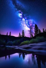 Fototapeta premium breathtaking night skies illuminated moonlight celestial wonders, stars, sky, illumination, beauty, landscape, nature, horizon, twilight, darkness