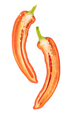 Red chili pepper Isolated on transparent background. png file