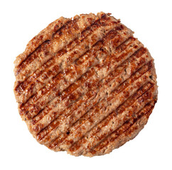 freshly grilled burger meat Isolated on transparent background. png file