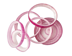 Sliced red onion isolated. png file