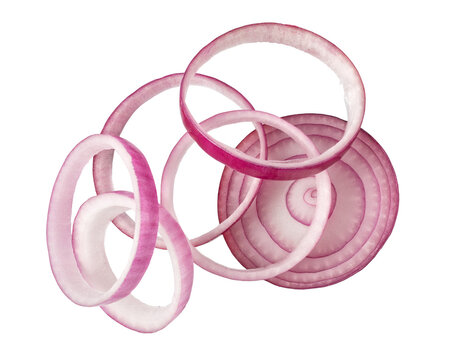 Sliced red onion isolated. png file