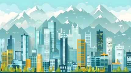 Fototapeta premium Cityscape with Mountains in the Background