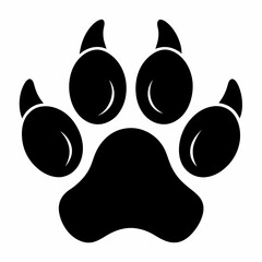 Dog or cat paw print silhouette vector illustration, Animal footprint