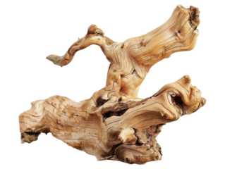 A twisted piece of driftwood showcasing natural curves and textures.