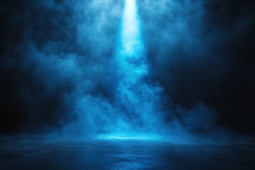 Obraz premium Abstract Blue Light and Fog on Black Background