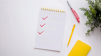 Blank Notepad and Office Supplies on Minimalist Desktop