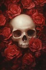 Skull surrounded by roses