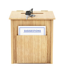 Suggestions box isolated on transparent background. 3D illustration
