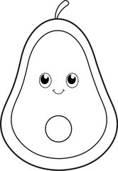 cute avocado coloring page for kids 