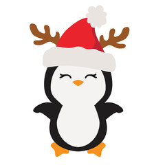 Cute Christmas penguin vector cartoon illustration