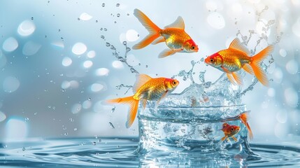 Goldfish Jumping Out of Water