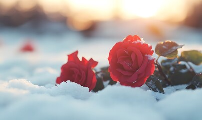 snow red roses everywhere, Generative AI