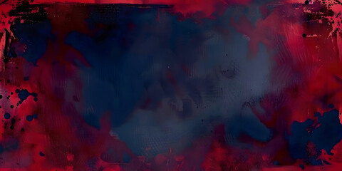 Fototapeta premium Creative Multicolor Painterly Abstract Aesthetic Brush Grunge Background With Bold Brushstrokes, Vintage Texture, and Color Splash Border in Red, Dark Blue. HD Wallpaper and Banner Design.