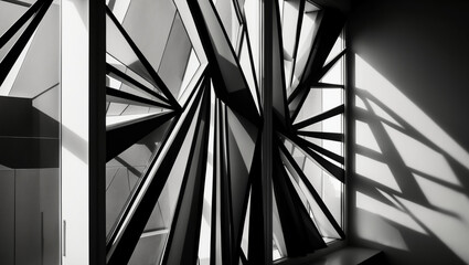 Geometric Shadow Play from Window Panes Creating Dynamic Lines for Modern Designs