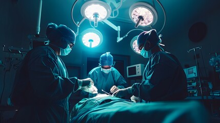 Surgical Team Performing Operation in Operating Room