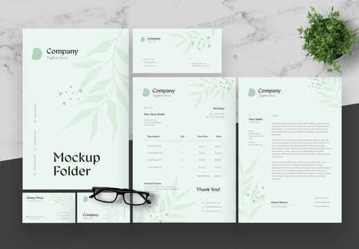 Sage Green and Black Stationery Set