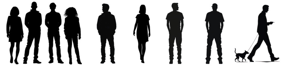 People silhouette png cut out element set