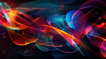 Naklejka premium Abstract Colorful Light Swirls on Dark Background