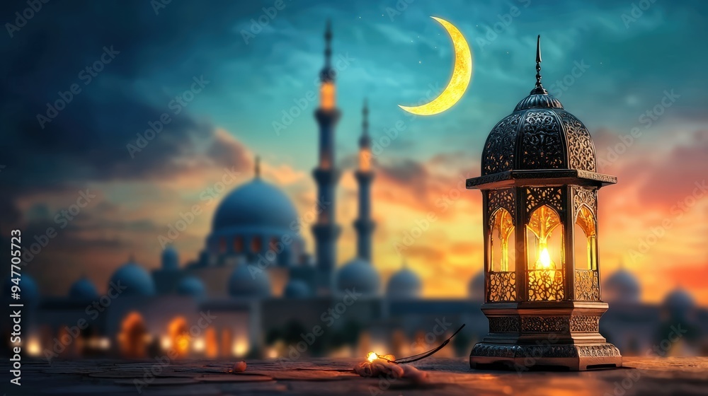 Canvas Prints ornate lantern glows at dusk